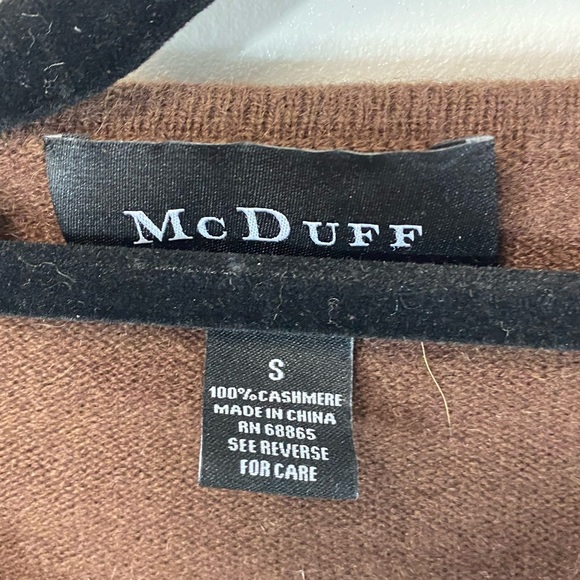 McDuff 100% Cashmere Cardigan Argyle Brown & Pink Sz S - Picture 2 of 3